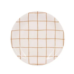 PLATO POSTRE 19CM CUADROS AMARILLO